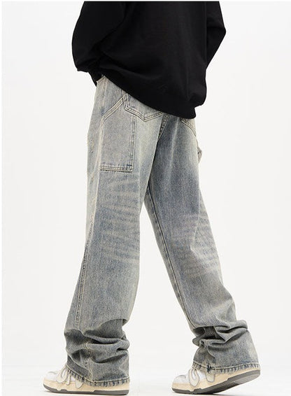 Sand Washed Loose Fit Tabbed Jeans