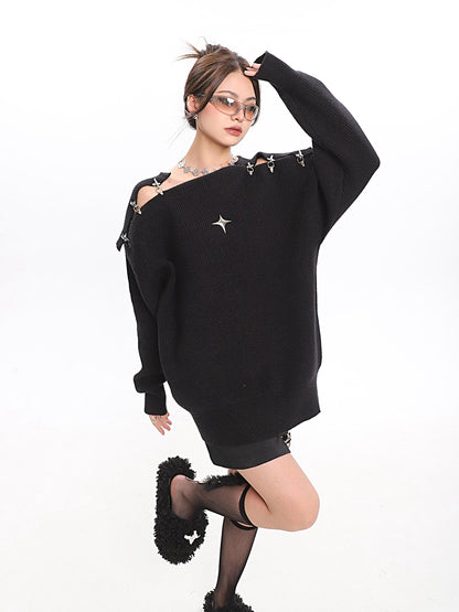 Off Shoulder Knit Sweater