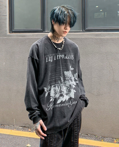 Romantic Garden Graphic Long Sleeve Top