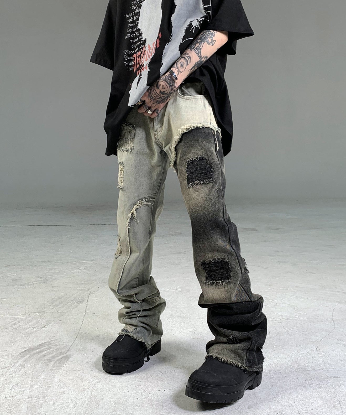 Deconstructed Contrast Destroyed Jeans