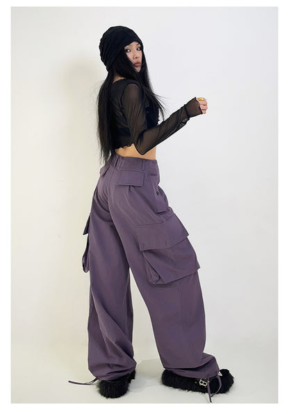 Purple Baggy Cargo Pants