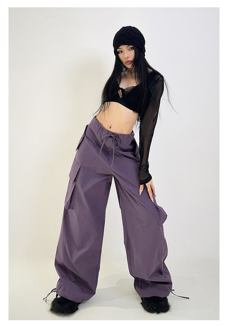 Purple Baggy Cargo Pants