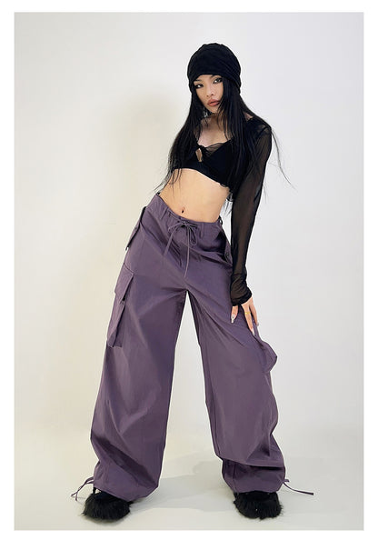 Purple Baggy Cargo Pants