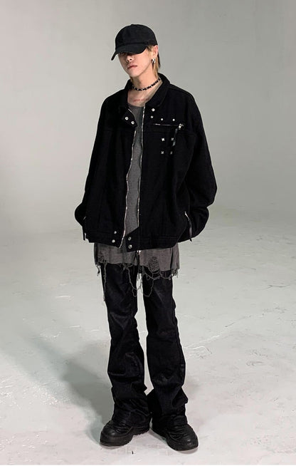 Streetwear Studded Denim Motorcycle Jacket
