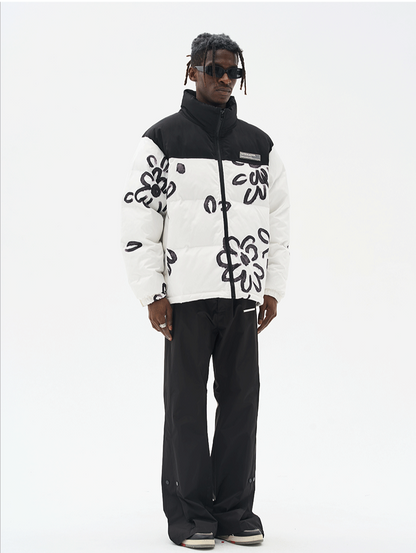 Floral Painted Puffer Jacket