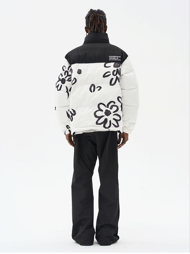 Floral Painted Puffer Jacket
