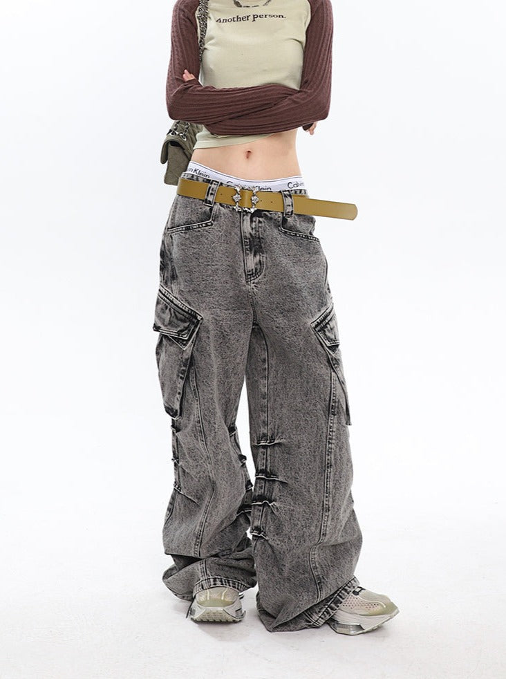 Slouchy Wide Leg Cargo Jeans