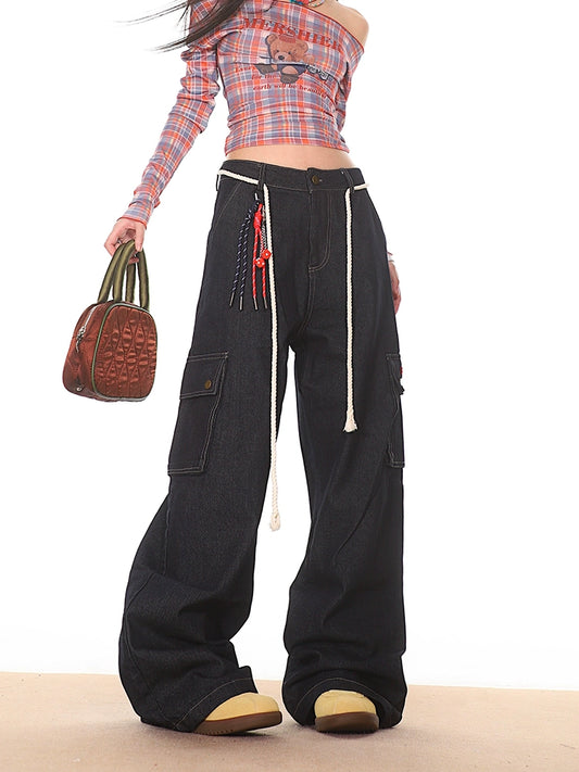 Dark Wash Cargo Carpenter Denim Jeans