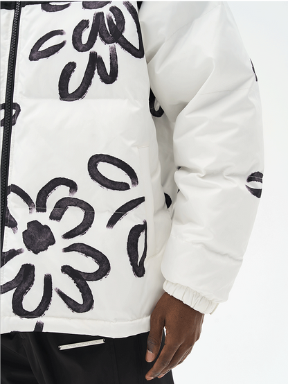 Floral Painted Puffer Jacket