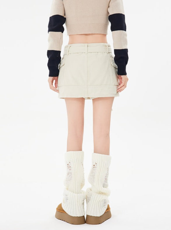 Belted Cargo Mini Skirt