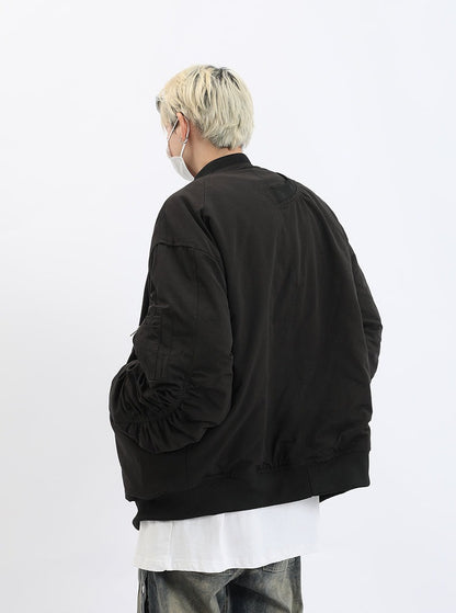 Pleated Bomber Jacket