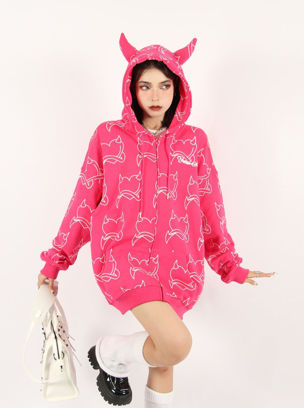 Devil heart Horned Zip Hoodie