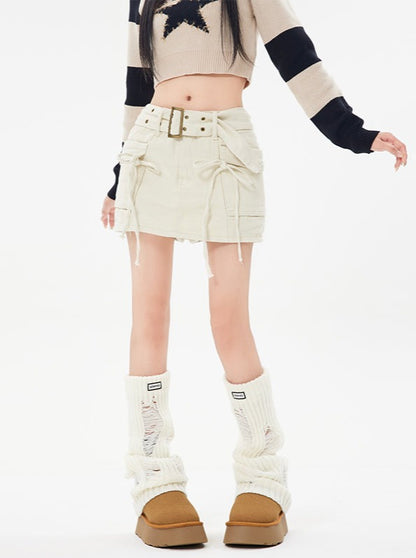 Belted Cargo Mini Skirt
