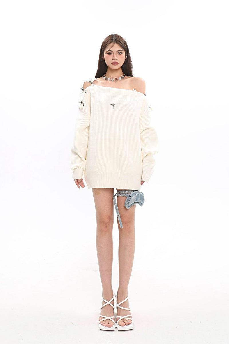Off Shoulder Knit Sweater