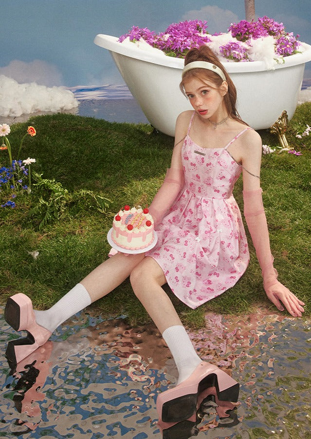 Pink Kitty Flowy Dress