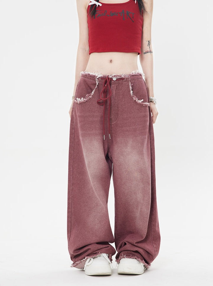 Raw Edge Wide Leg Jeans