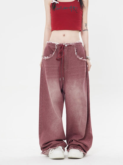 Raw Edge Wide Leg Jeans