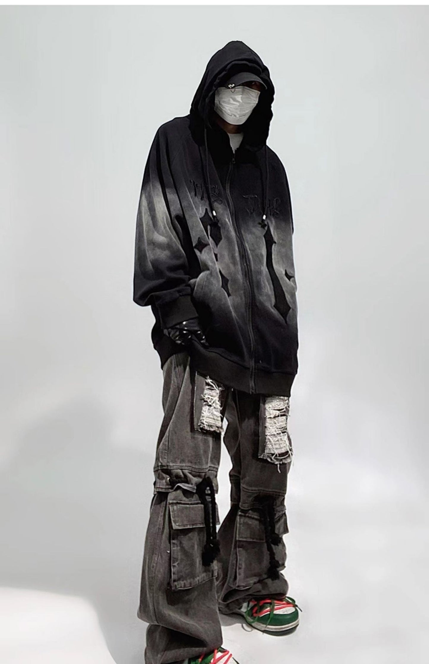 Ripped Baggy Wide Leg Distressed Jeans