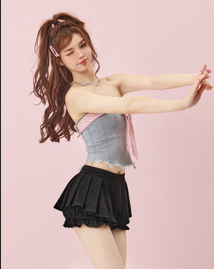 Denim Tie Tube Top