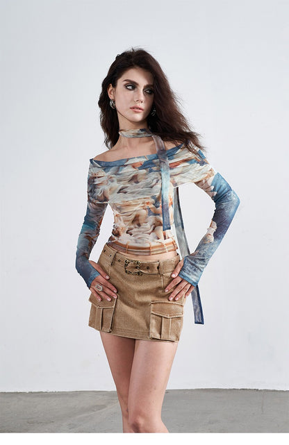 Cherub Fold Over Off Shoulder Long Sleeve Top