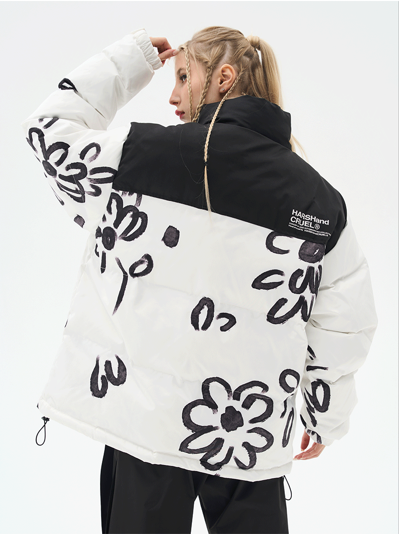 Floral Painted Puffer Jacket