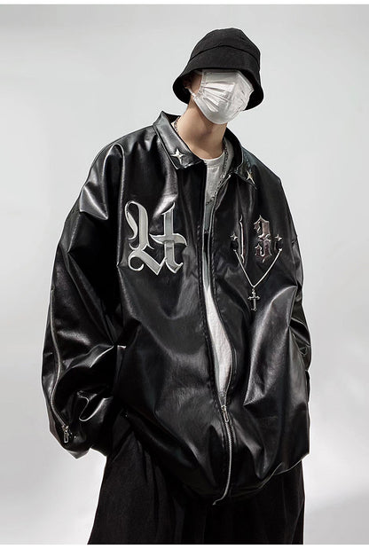 Faux Leather Bomber Jacket