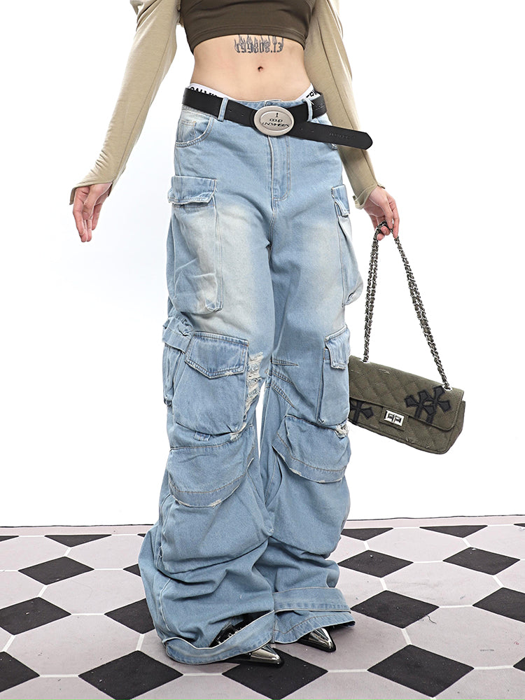 Faded Slouchy Cargo Jeans