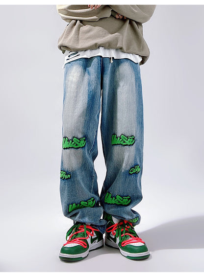 Graffiti Patch Baggy Jeans