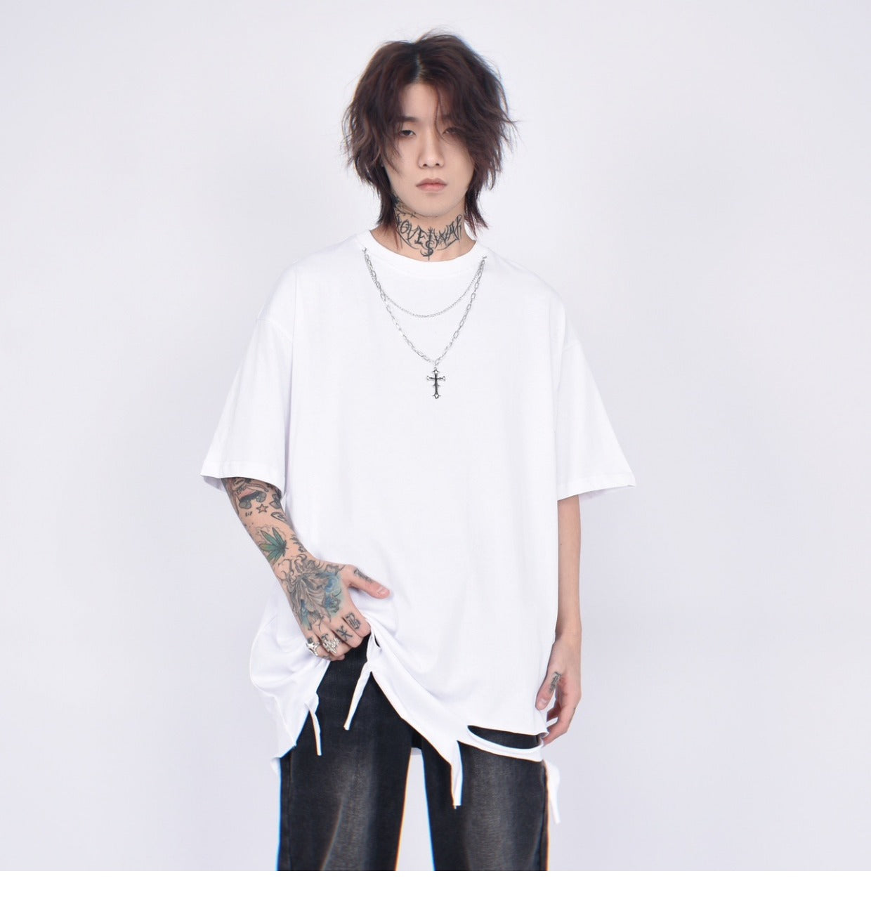 Shredded Ripped Hem T-Shirt