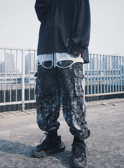 Techwear Splatter Cargo Loose Fit Jogger
