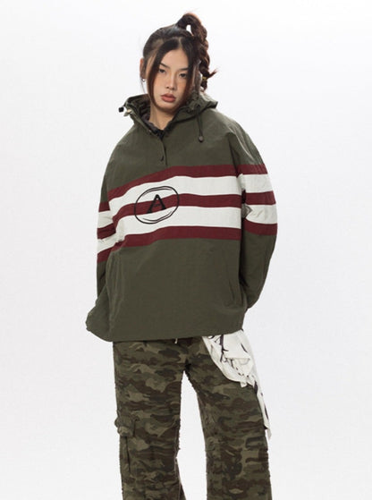 Striped Hooded Windbreaker