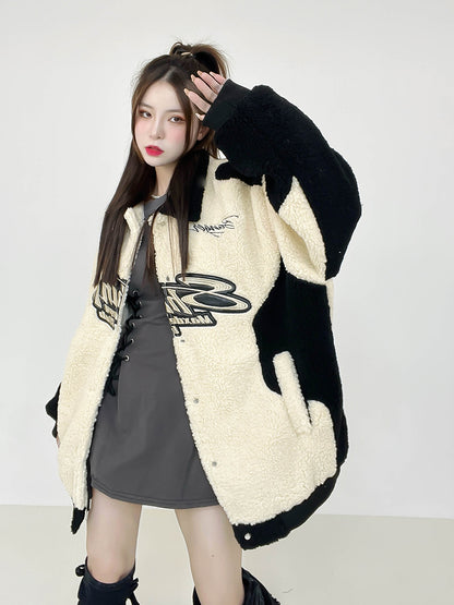 Sherpa Fleece Oversized Bomber Jacket