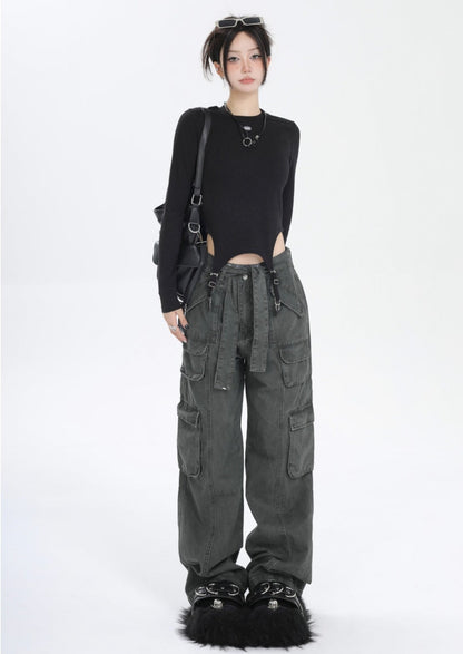 Faded Washed Cargo Pants