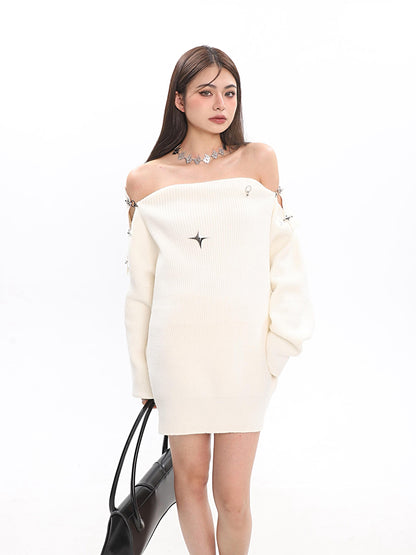 Off Shoulder Knit Sweater
