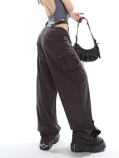Hip Cutout Studded Cargo Pants