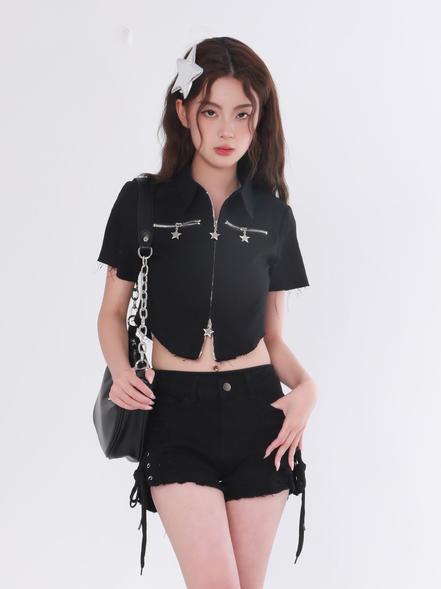 Star Zipper Crop Top