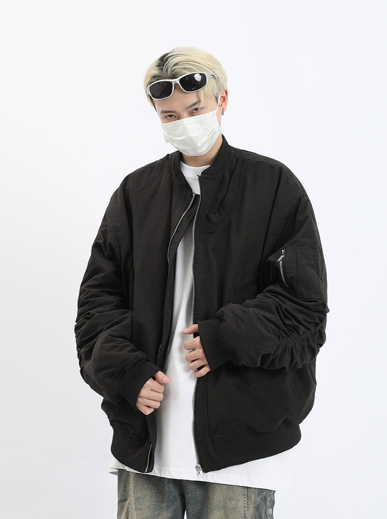 Pleated Bomber Jacket