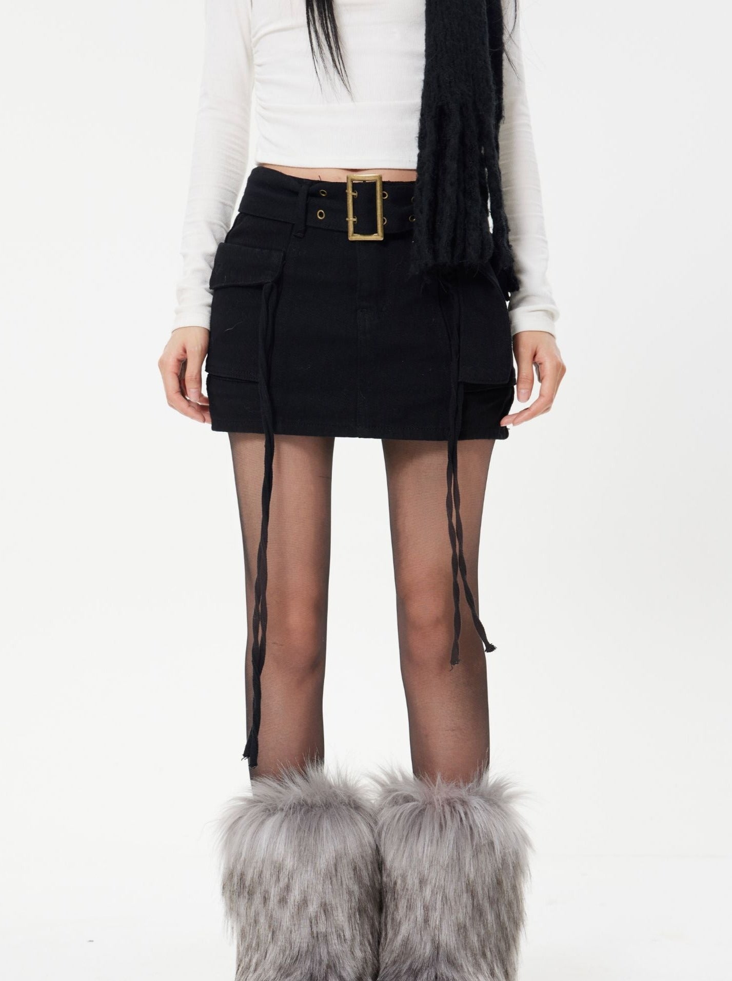 Belted Cargo Mini Skirt
