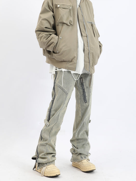 Snap Tabbed Side Zipper Jeans