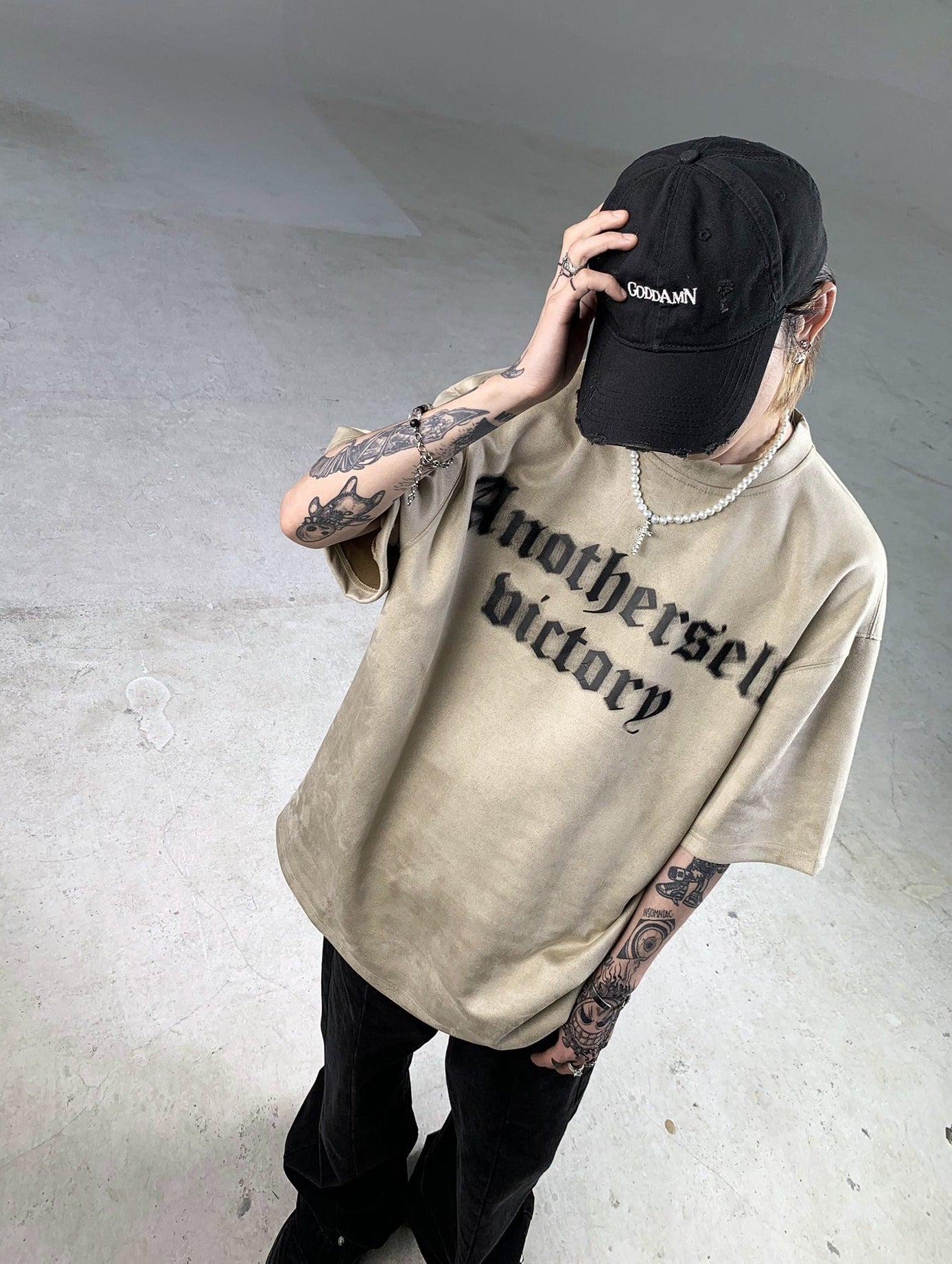 Goth Streetwear Another Self Victory Sueded T-Shirt