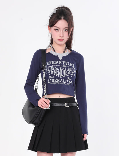 Halter Layered Long Sleeve Top