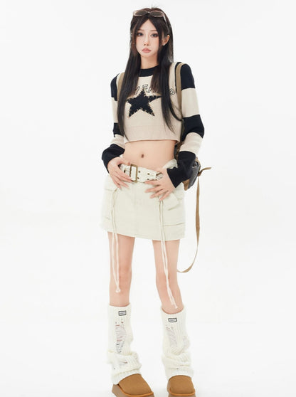 Belted Cargo Mini Skirt