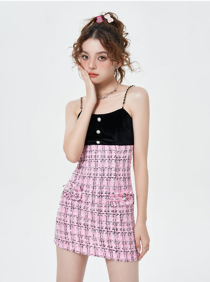 Pink Tweed Empire Dress