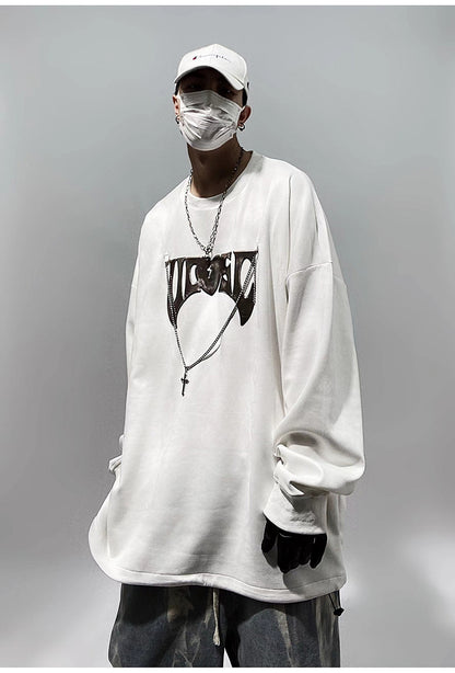 Streetwear Cross Chained Oversized Long Sleeve Top