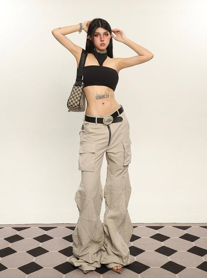 Diamond Flared Cargo Pants