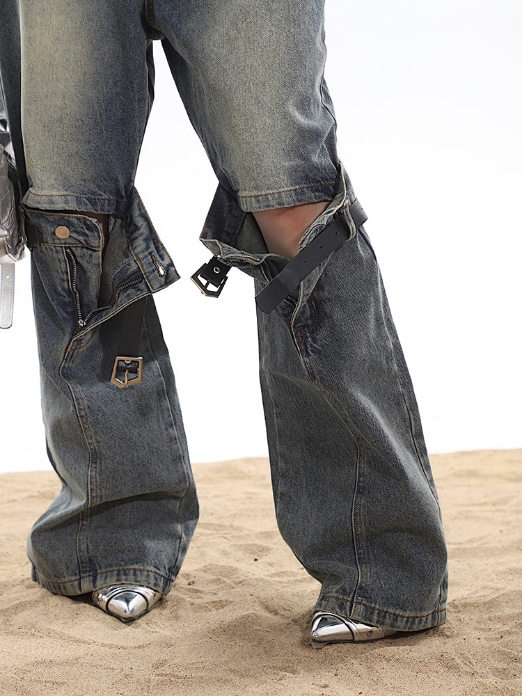 Buckle Knee Distressed Jeans