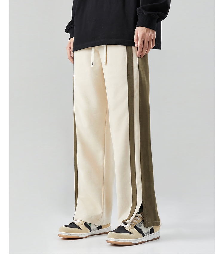 Striped Slit Wide Leg Sweatpants