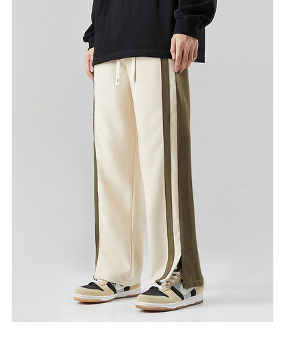 Striped Slit Wide Leg Sweatpants