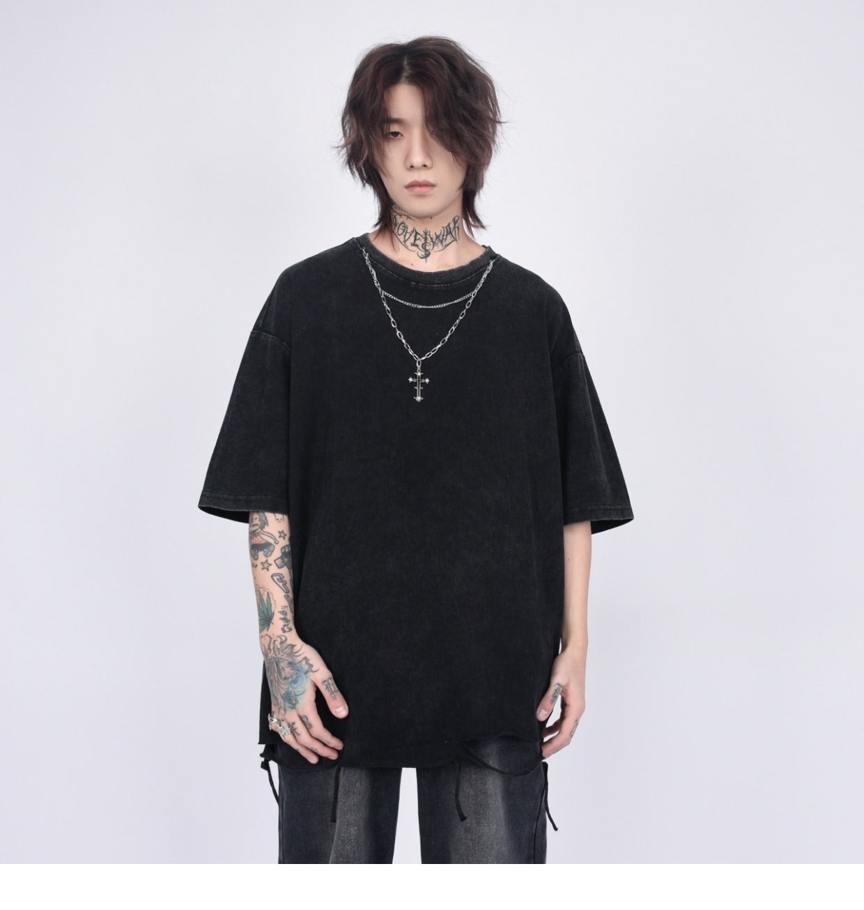 Shredded Ripped Hem T-Shirt