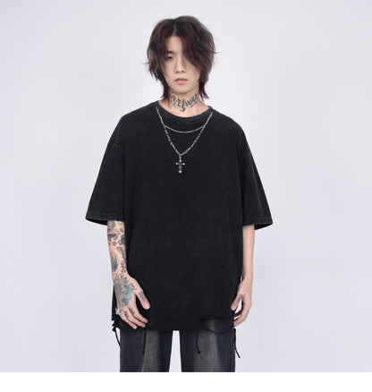 Shredded Ripped Hem T-Shirt